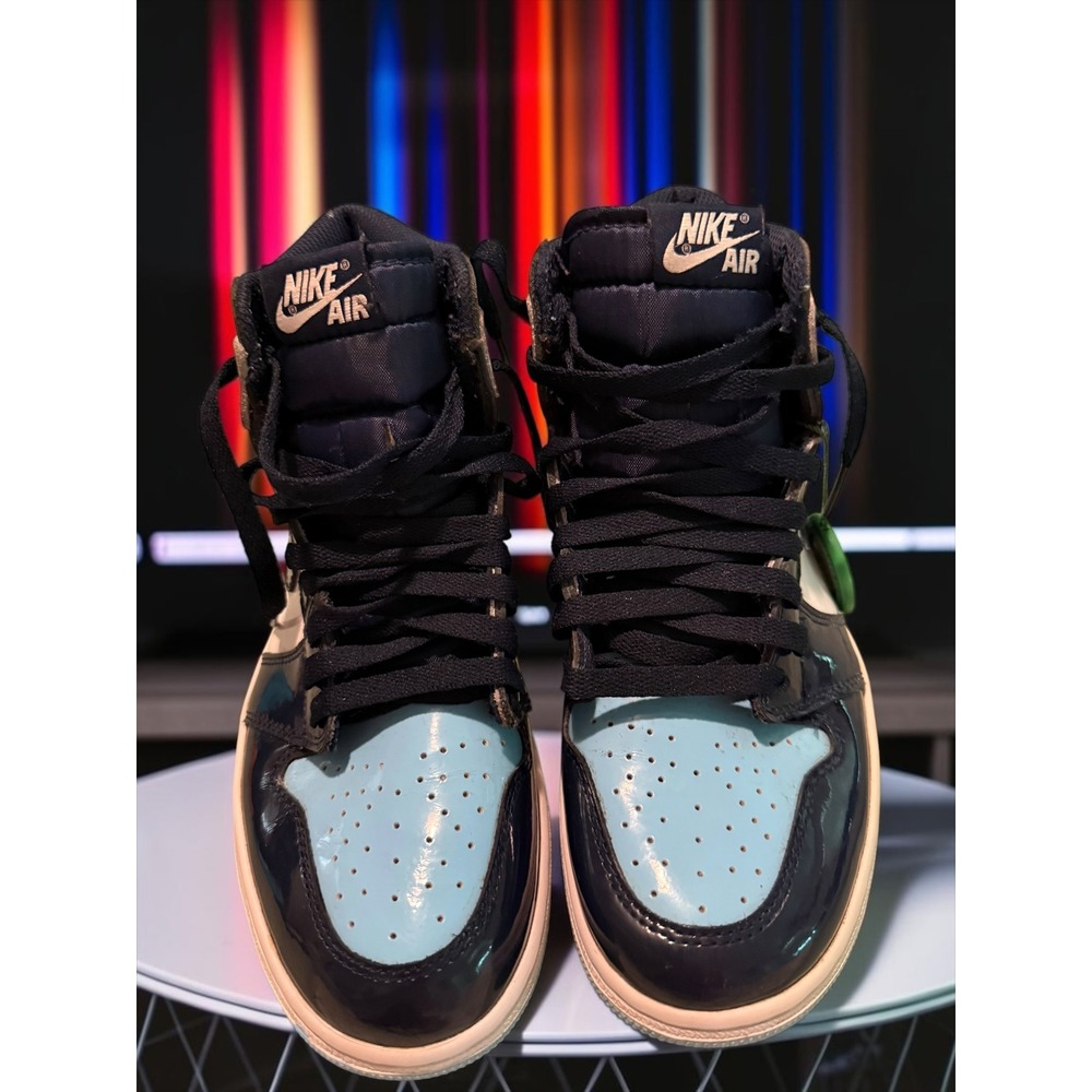 Nike Air Jordan 1 Mid Obsidian University Blue Patent Leather men's 7.5